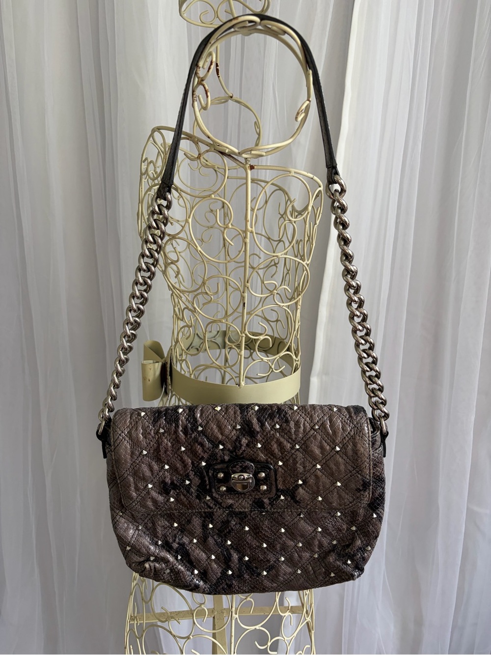Marc Jacobs Quilted Brown Shoulder Bag with Chain Strap